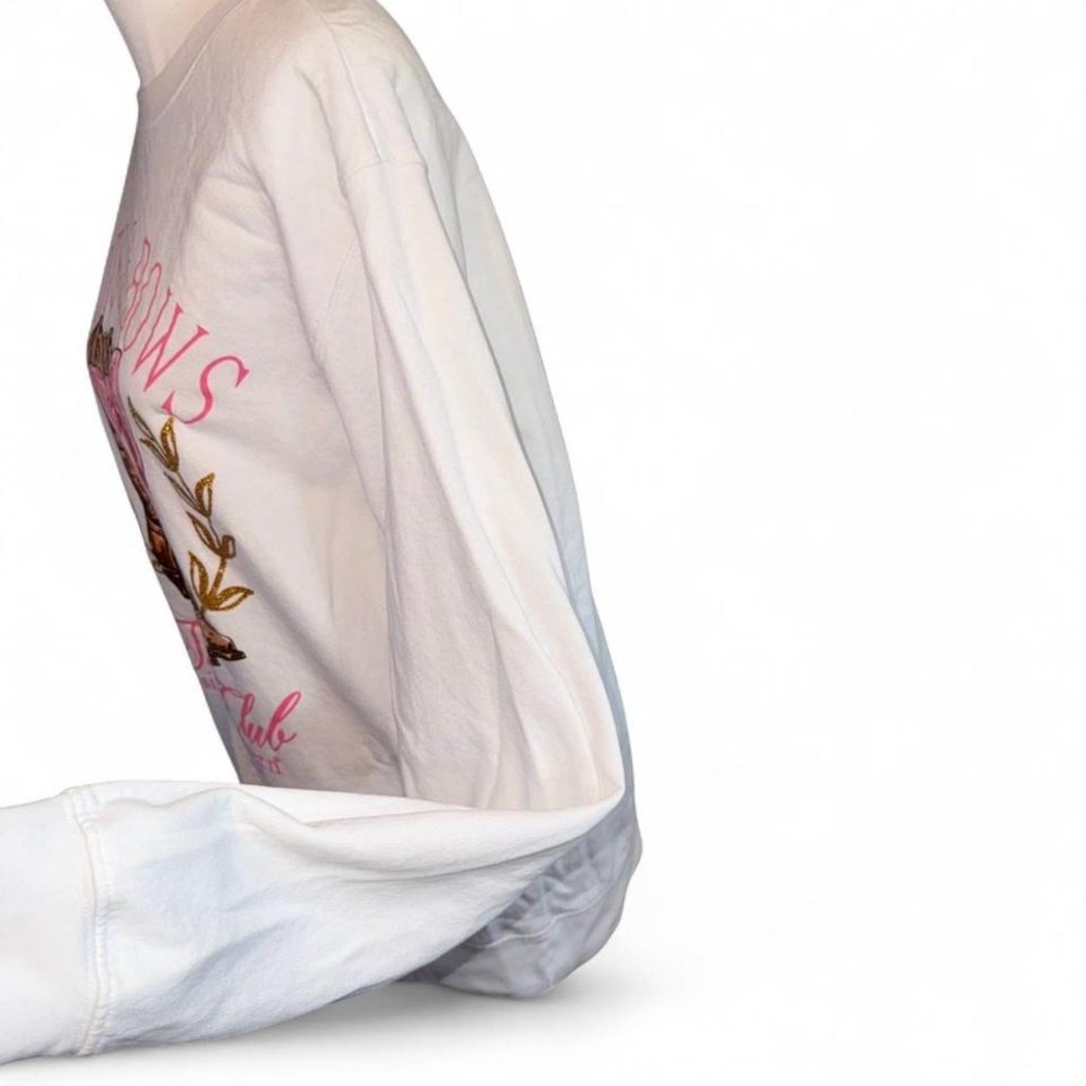 BOOTS&BOWS WHITE/PINK GOLD GLITTER COUNTRY WESTERN SWEATSHIRT‎ LADIES MEDIUM - Picture 2 of 8